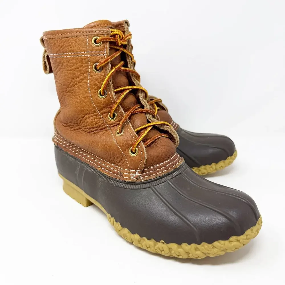 LL Bean Brown Leather & Rubber Bean Boots Duck Boot Style Women’s Size 7 EUC